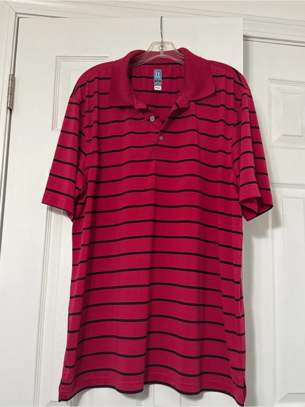 PGATour Men’s Airflux Golf Shirt Size US XXL. Red with black stripes